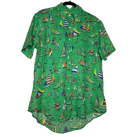 Ralph Lauren Green Linen Sailboat Shirt NWT Small - Picture 2 of 11
